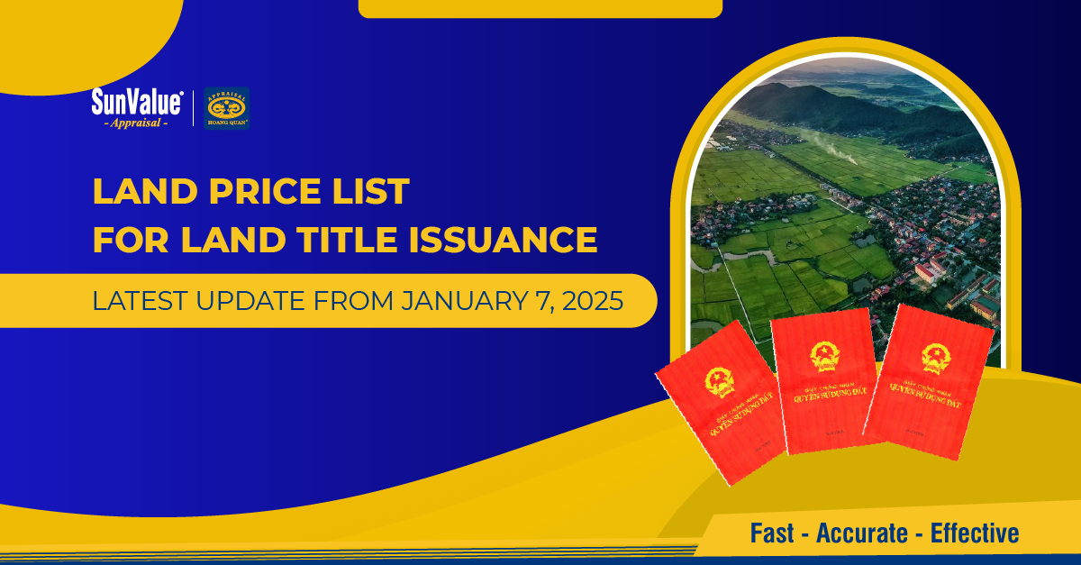LAND PRICE LIST FOR LAND TITLES ISSUANCE FROM 7/1/2025