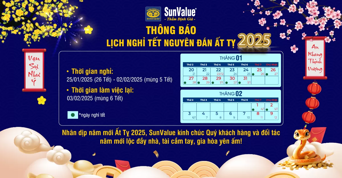 THẨM ĐỊNH GIÁ HOÀNG QUÂN THÔNG BÁO LỊCH NGHỈ TẾT NGUYÊN ĐÁN 2025