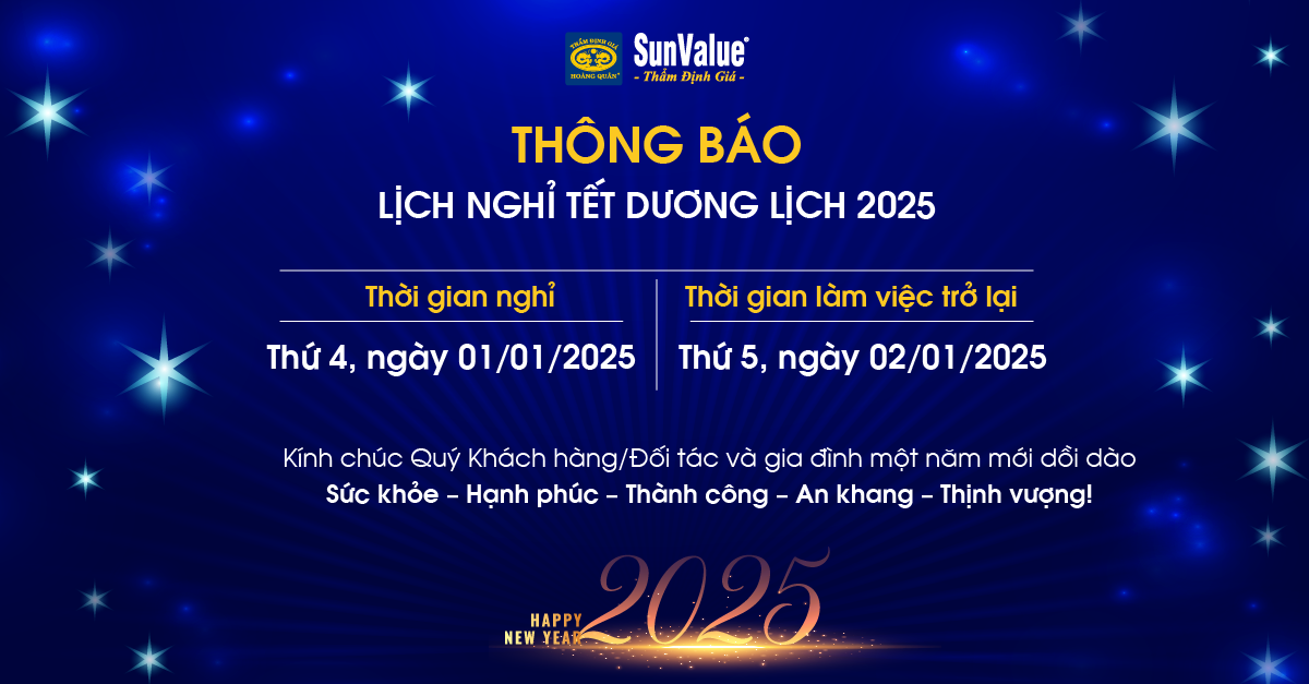 THẨM ĐỊNH GIÁ HOÀNG QUÂN THÔNG BÁO LỊCH NGHỈ TẾT DƯƠNG LỊCH 2025