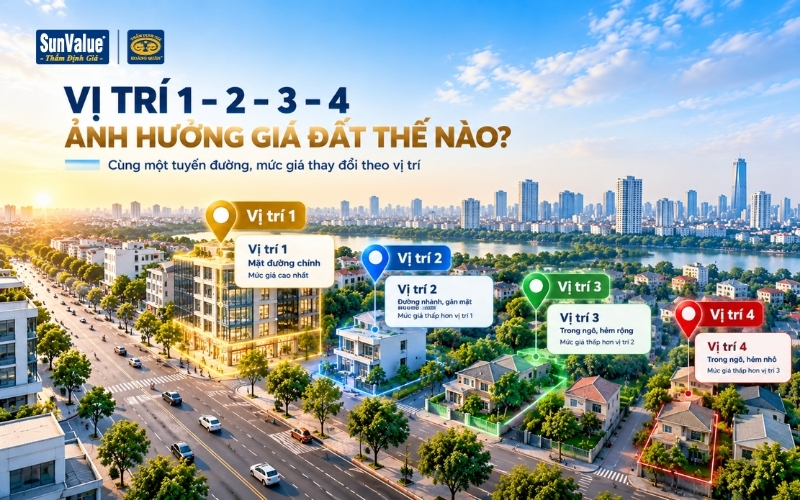 Vị trí 1 2 3 4 trong bảng giá đất Hà Nội 2026