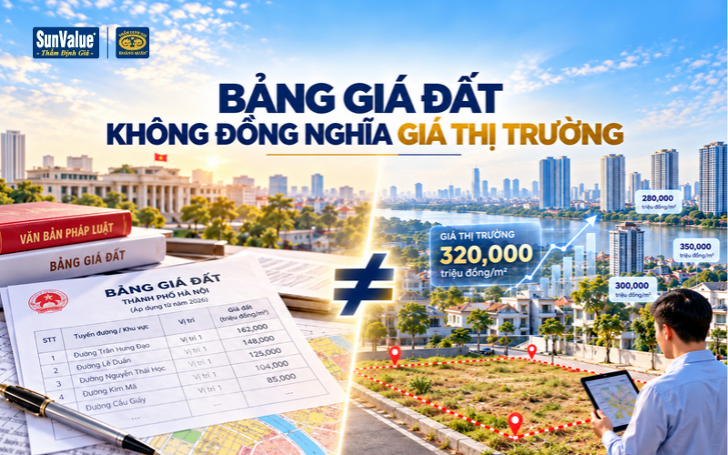 Phân biệt bảng giá đất Hà Nội 2026 và giá thị trường quyền sử dụng đất