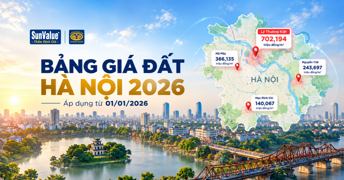 Bảng giá đất Hà Nội 2026 áp dụng từ ngày 01/01/2026