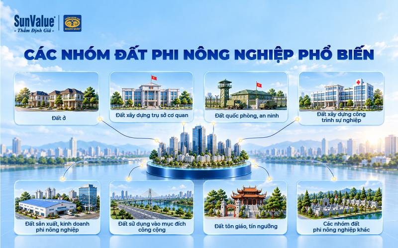 Các loại đất phi nông nghiệp theo mục đích sử dụng đất