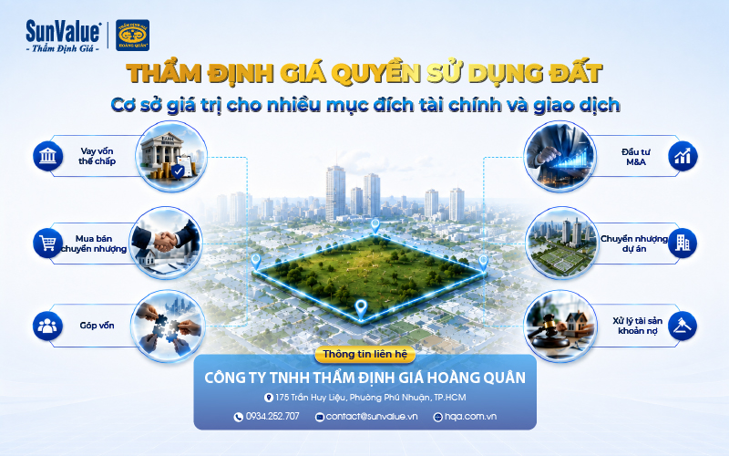 Thẩm định giá Hoàng Quân cung cấp dịch vụ thẩm định giá quyền sử dụng đất