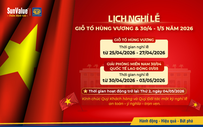 Lịch nghỉ lễ Giỗ Tổ Hùng Vương & 30/4 – 01/5/2026