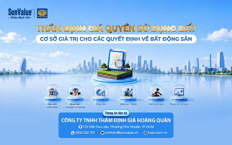 Thẩm định giá Hoàng Quân thẩm định giá bất động sản và quyền sử dụng đất
